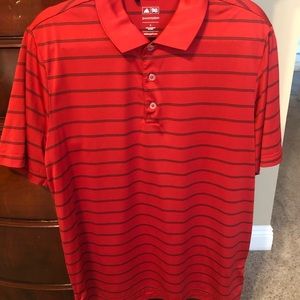 Red striped golf shirt